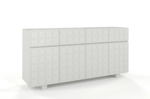 Skandica Cubo Long Kommode 3D mit dekorierter Front / 4 Schubladen / 4 Türen / 169 Cm / Milchgrau