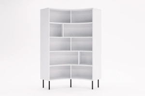 Skandica Horn Eckregal / Bücherregal / Hoches Regal In Bogenform / Mit Schwarzen Beinen / 10 Fächern / 100 Cm / Weiß