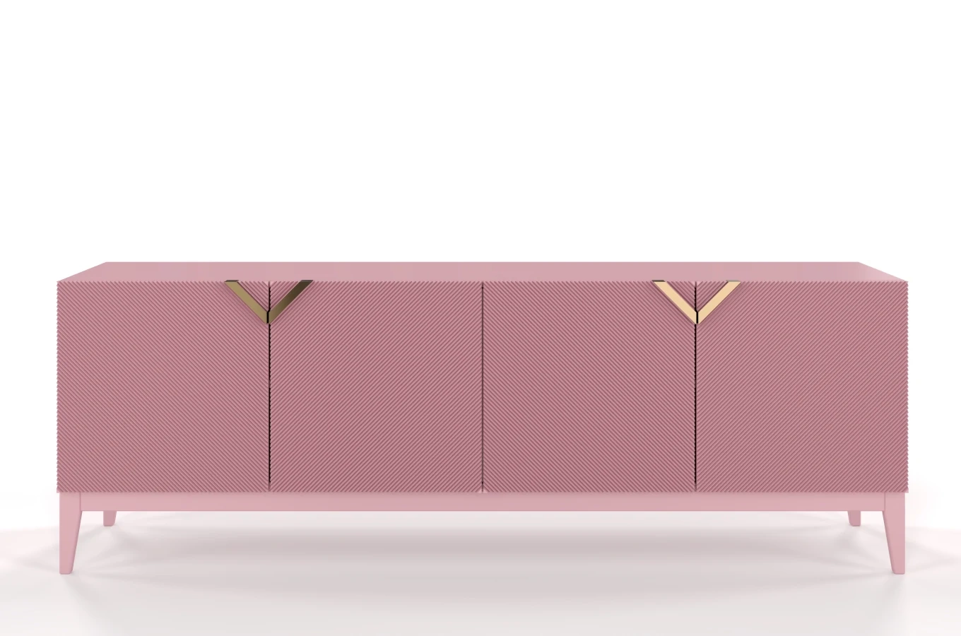 Holzkommode Visby Demi Long / 201,5 Cm / Puderrosa