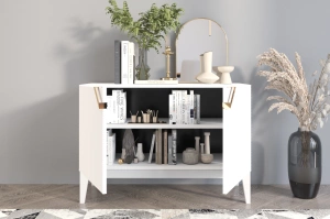 Holzkommode Visby Demi Long 2D / 100,5 Cm / Weiß + weiße Beine
