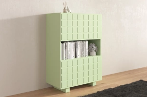 Skandica Cubo High Kommode 3D mit dekoriert Front / 4 Türen / 85 x 120 Cm / Pastellgrün