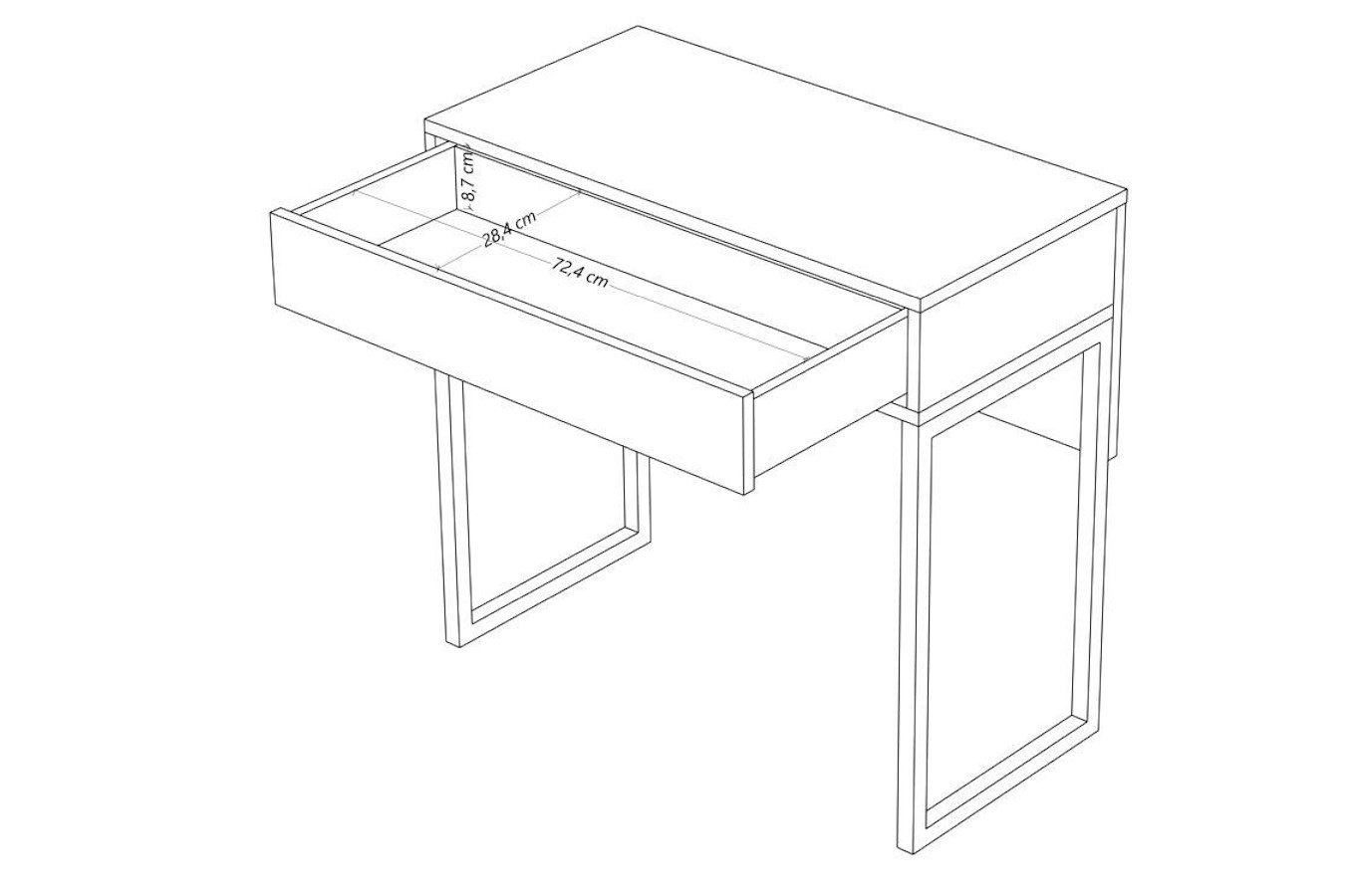 Dancan Eva Moderne Schminktisch / Kosmetiktisch / Schreibtisch Auf Silbernen Beinen / Hochglanz / 1 Schublade / 80 Cm / Weiß