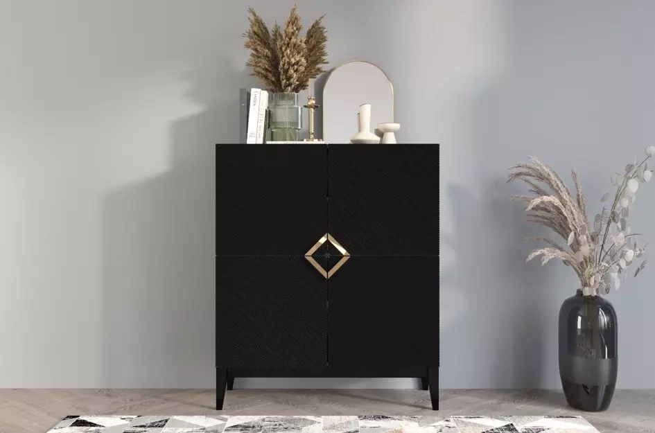 Holzkommode Visby Demi High / 100 Cm / Schwarz
