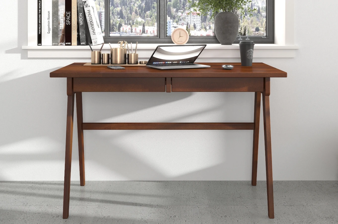 Schreibtisch / Schminktisch mit Schubladen aus Buchenholz Visby Edda / 120 x 65 cm