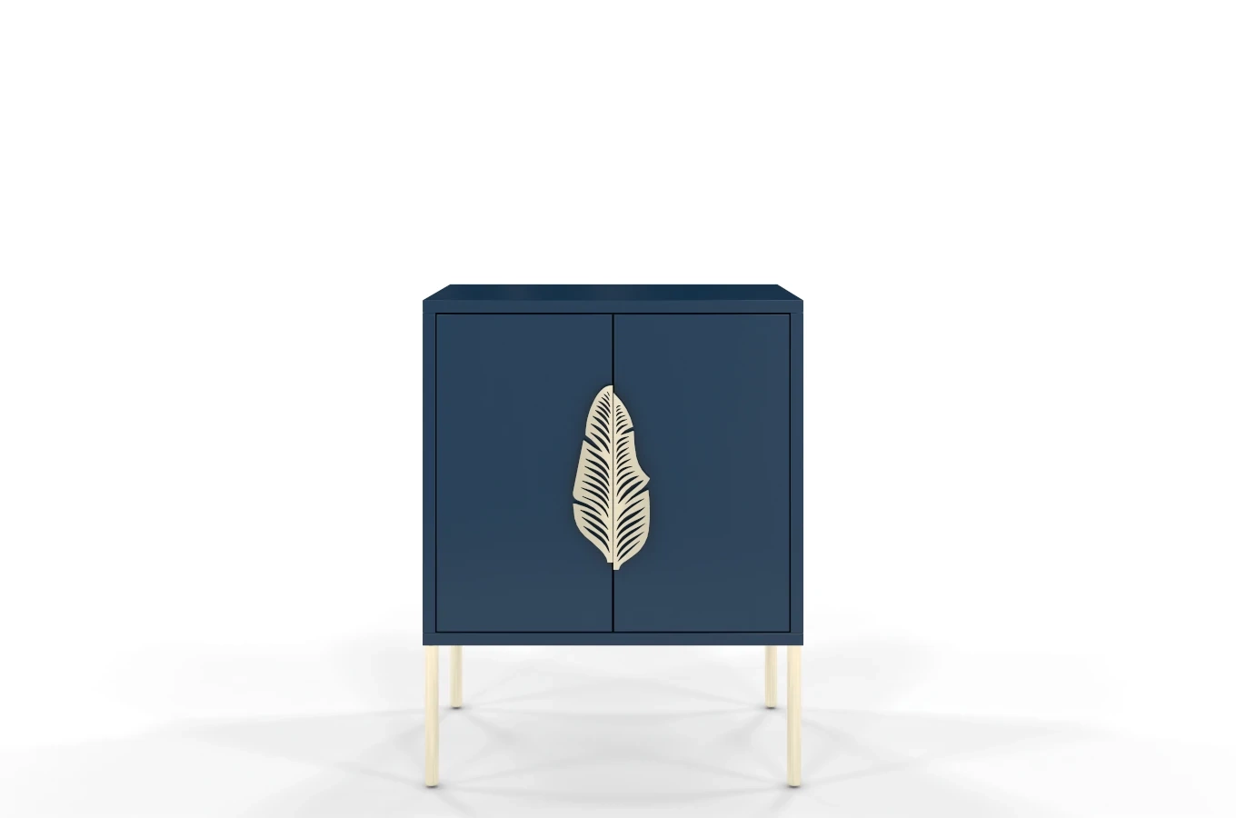 Skandica Merlin Nachttisch, Beistelltisch Mit Goldenen Details / 54 Cm / Marineblau