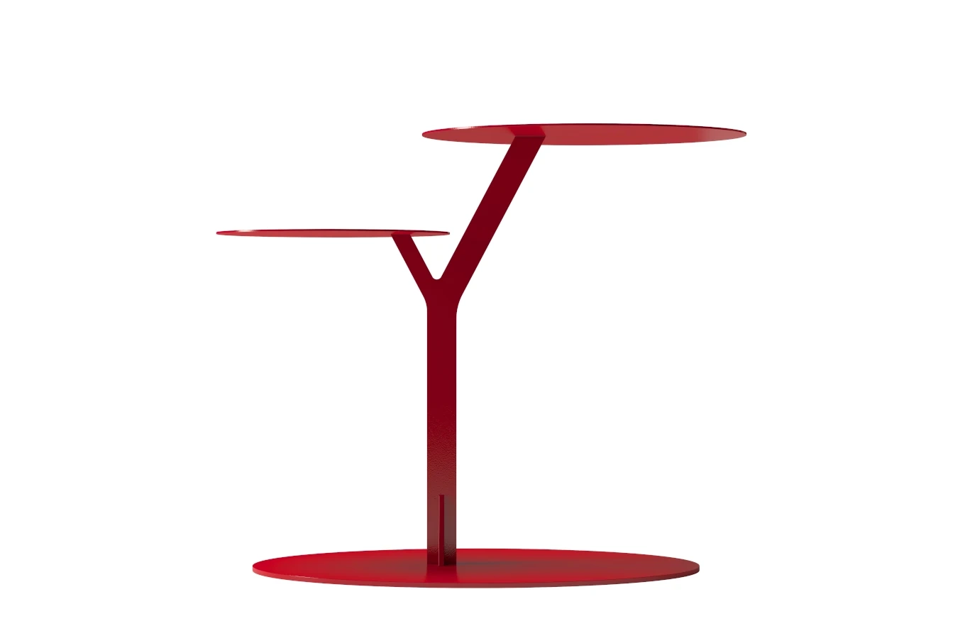 Eleganter Metall-Beistelltisch Kayani Iroko / Rot