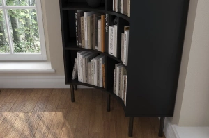 Skandica Horn Eckregal / Bücherregal / Hoches Regal In Bogenform / Mit Schwarzen Beinen / 10 Fächern / 80 Cm / Schwarz