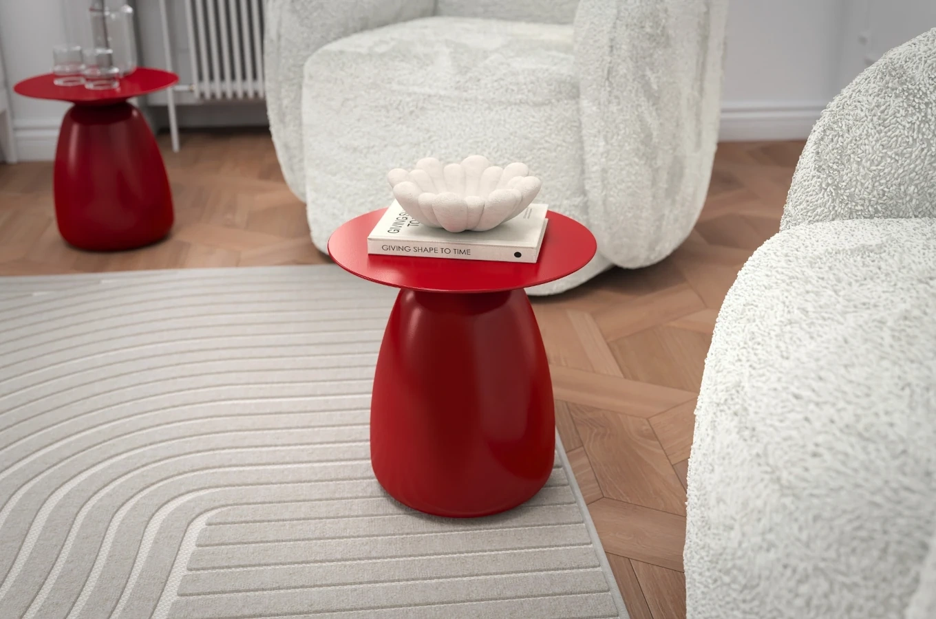 Holztisch Kayani Baobab 34 in verschiedene Farben / Höhe 34 cm / Rot