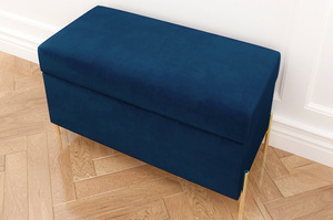 Dancan Borgo Polsterbank Mit Stauraum / Sitztruhe Mit Goldenen Beinen / Fussbank / 80 Cm / Marineblau