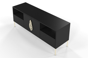 Skandica Merlin Tv-Schrank Mit Goldenen Details / 138 Cm / Schwarz