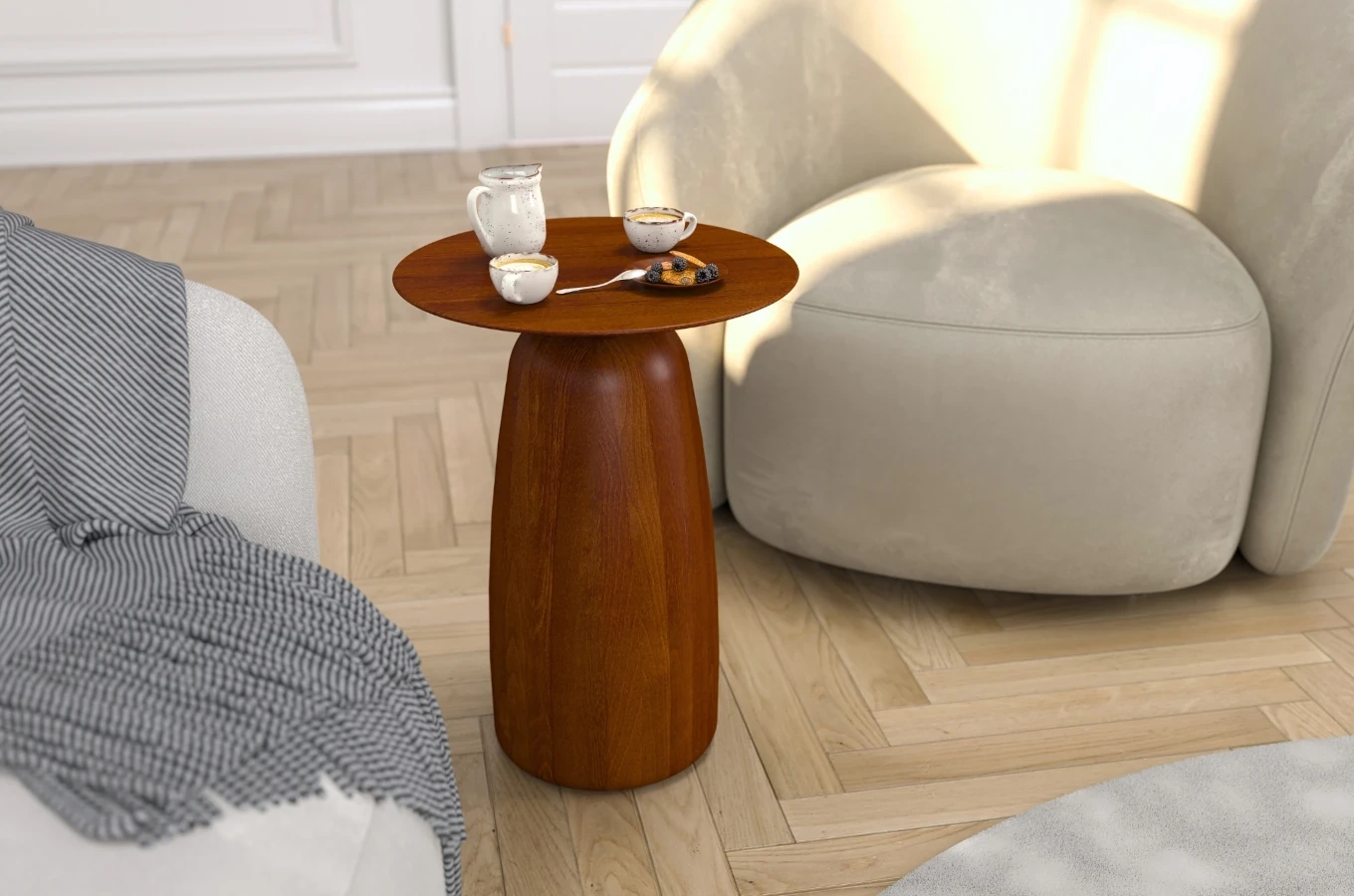 Holztisch Kayani Baobab 44 in verschiedenen Farben / Höhe 44 cm