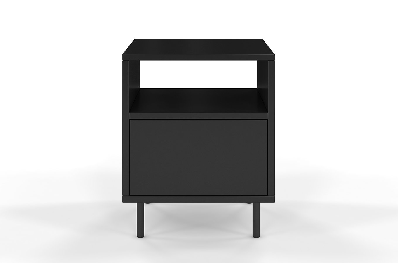 Dancan Mirka Minimalistische Nachttisch Mit Schublade Auf Metallbeinen / 40 Cm / Schwarz