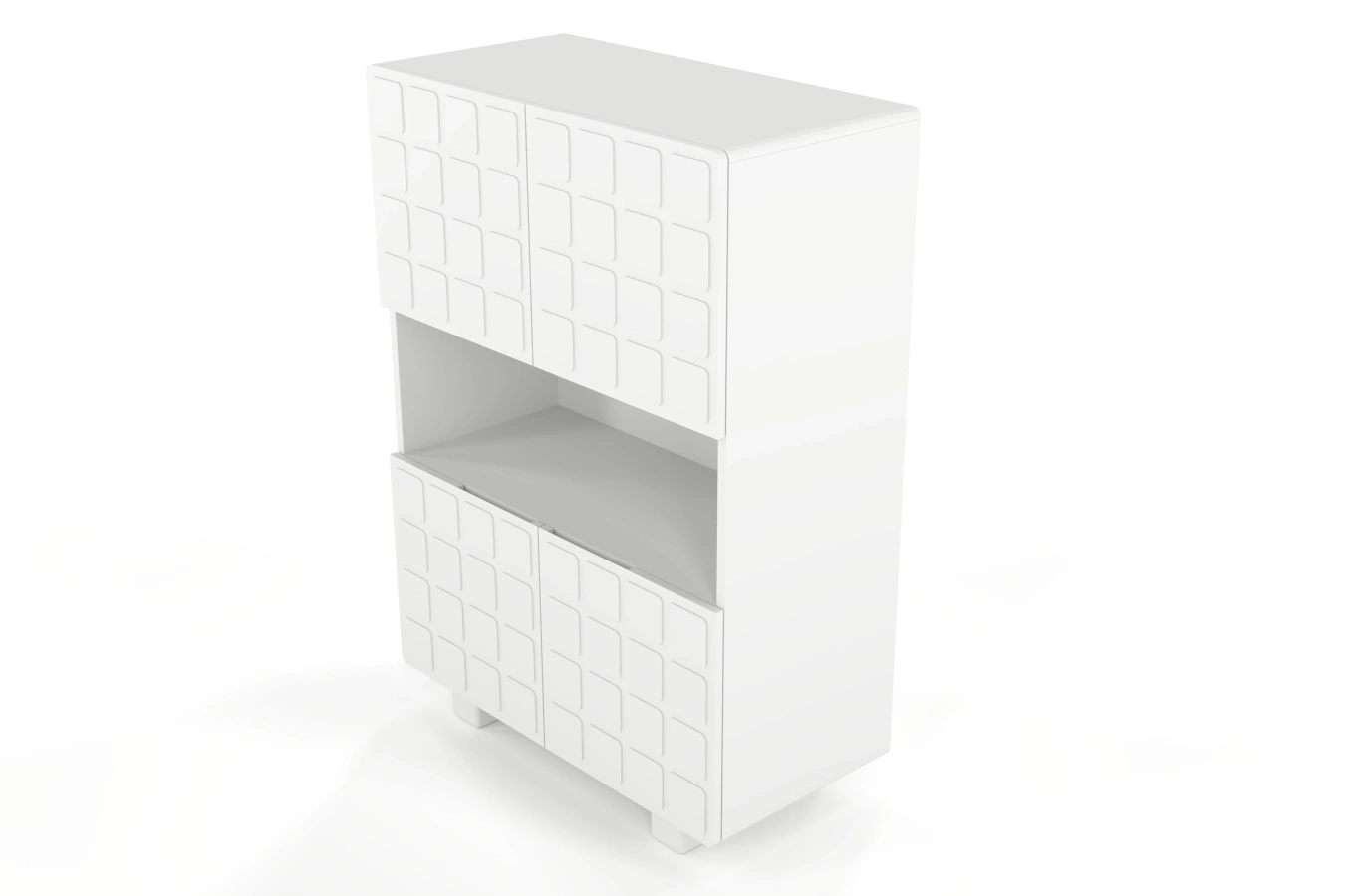 Skandica Cubo High Kommode 3D mit dekoriert Front / 4 Türen / 85 x 120 Cm / Weiß