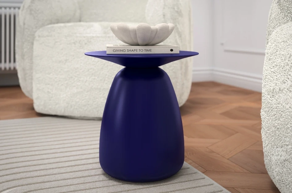 Holztisch Kayani Baobab 34 in verschiedene Farben / Höhe 34 cm / Marineblau