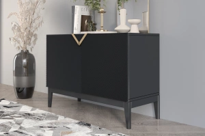 Holzkommode Visby Demi Long 2D / 100,5 Cm / Schwarz