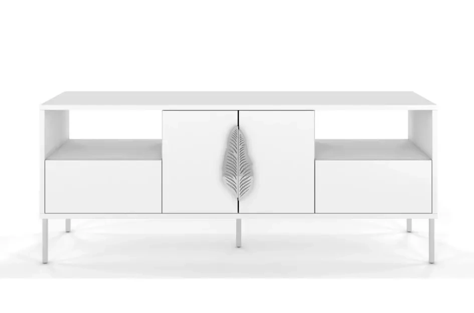 Skandica Merlin Tv-Schrank Mit Silbernen Details / 138 Cm / Weiß