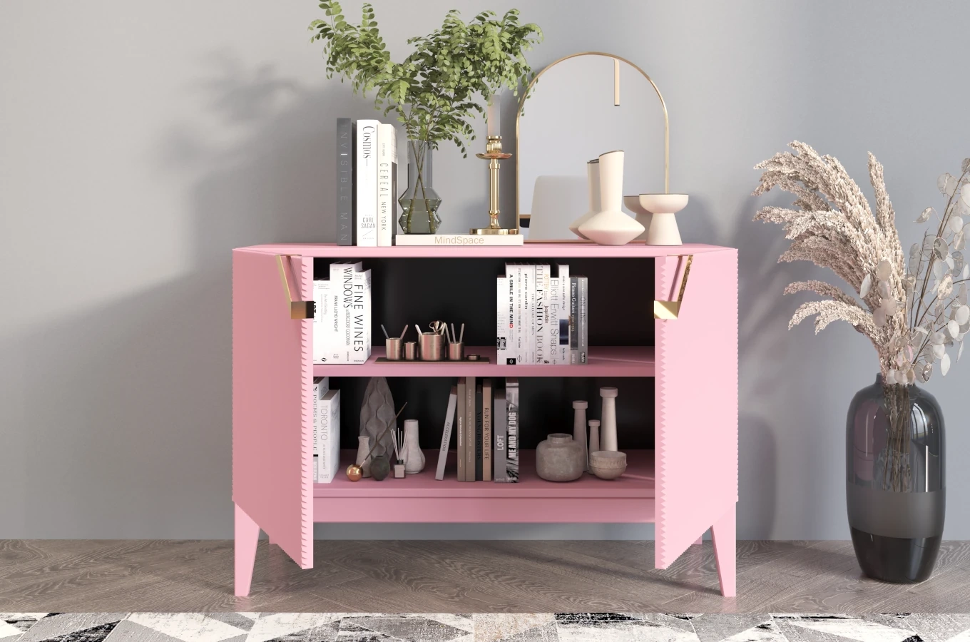 Holzkommode Visby Demi Long 2D / 100,5 Cm / Puderrosa