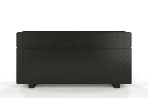 Skandica Cubo Long Kommode 3D mit dekorierter Front / 4 Schubladen / 4 Türen / 169 Cm / Schwarz