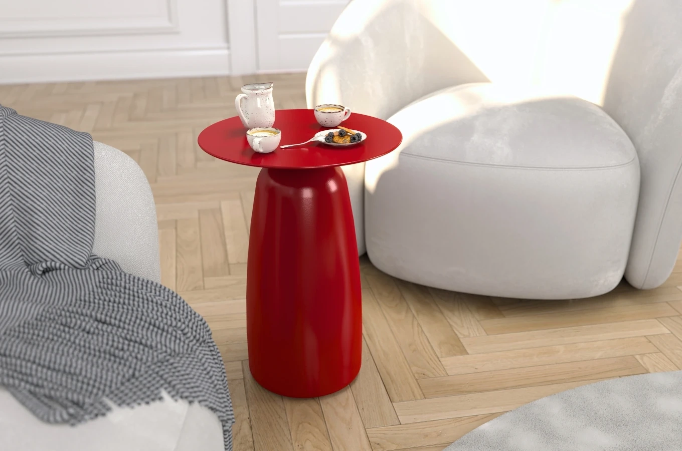Holztisch Kayani Baobab 44 in verschiedenen Farben / Höhe 44 cm / Rot