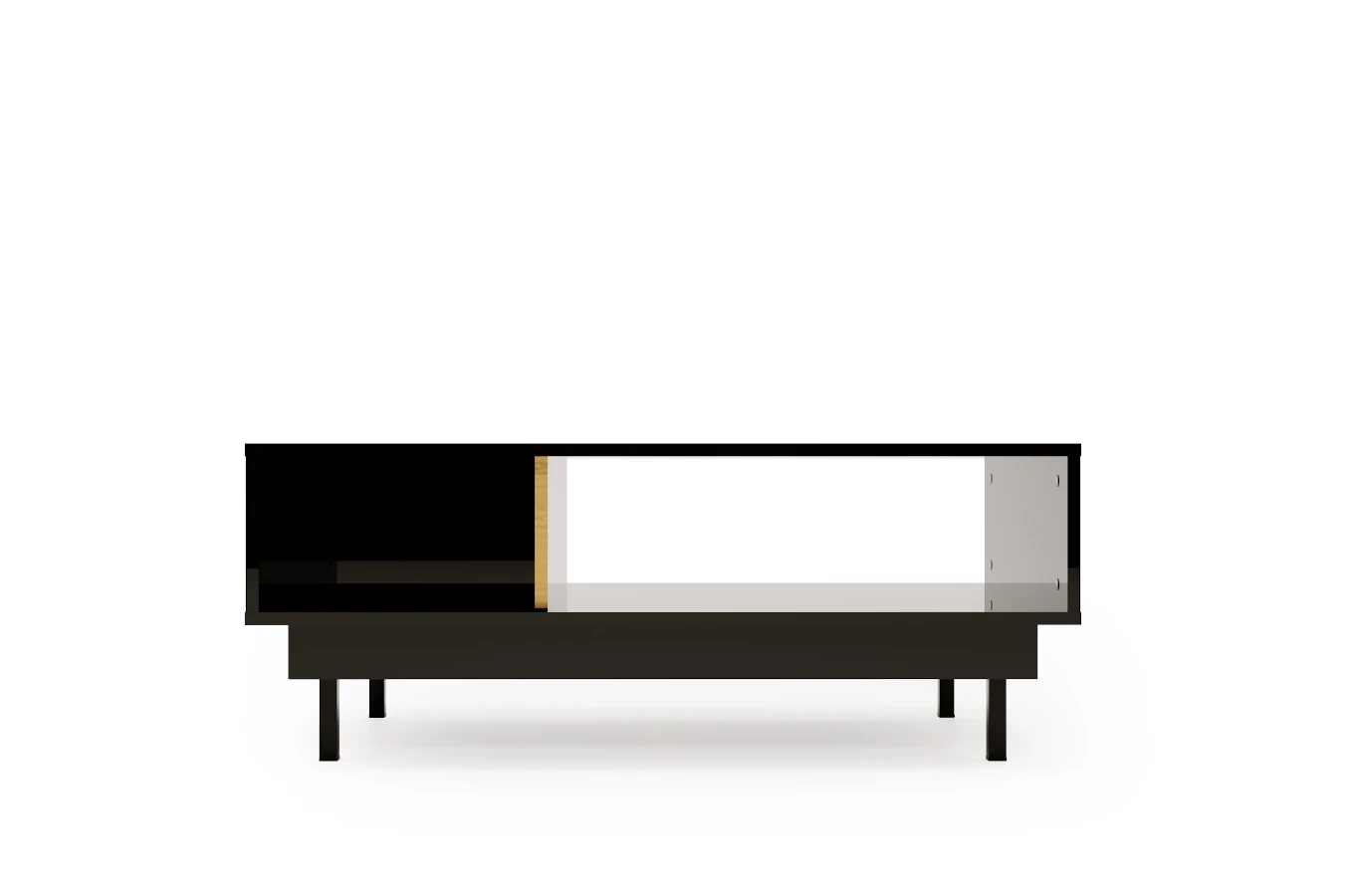 Dancan Artemisa Couchtisch Mit Goldenem Akzent / Hochglanz / 3 Fächern / 115 Cm / Schwarz