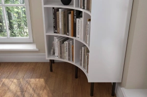 Skandica Horn Eckregal / Bücherregal / Hoches Regal In Bogenform / Mit Schwarzen Beinen / 10 Fächern / 80 Cm / Weiß