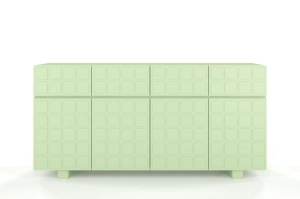 Skandica Cubo Long Kommode 3D mit dekorierter Front / 4 Schubladen / 4 Türen / 169 Cm / Pastellgrün