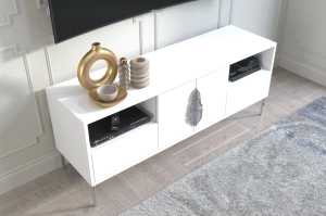 Skandica Merlin Tv-Schrank Mit Silbernen Details / 138 Cm / Weiß