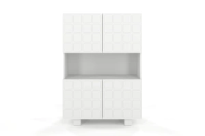 Skandica Cubo High Kommode 3D mit dekoriert Front / 4 Türen / 85 x 120 Cm / Weiß