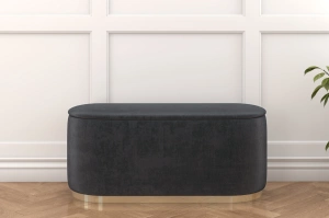 Dancan Scarlett ovaler pouf mit Stauraum / Sitzpuff mit Samtstoff bezogen / 110 Cm / Grau