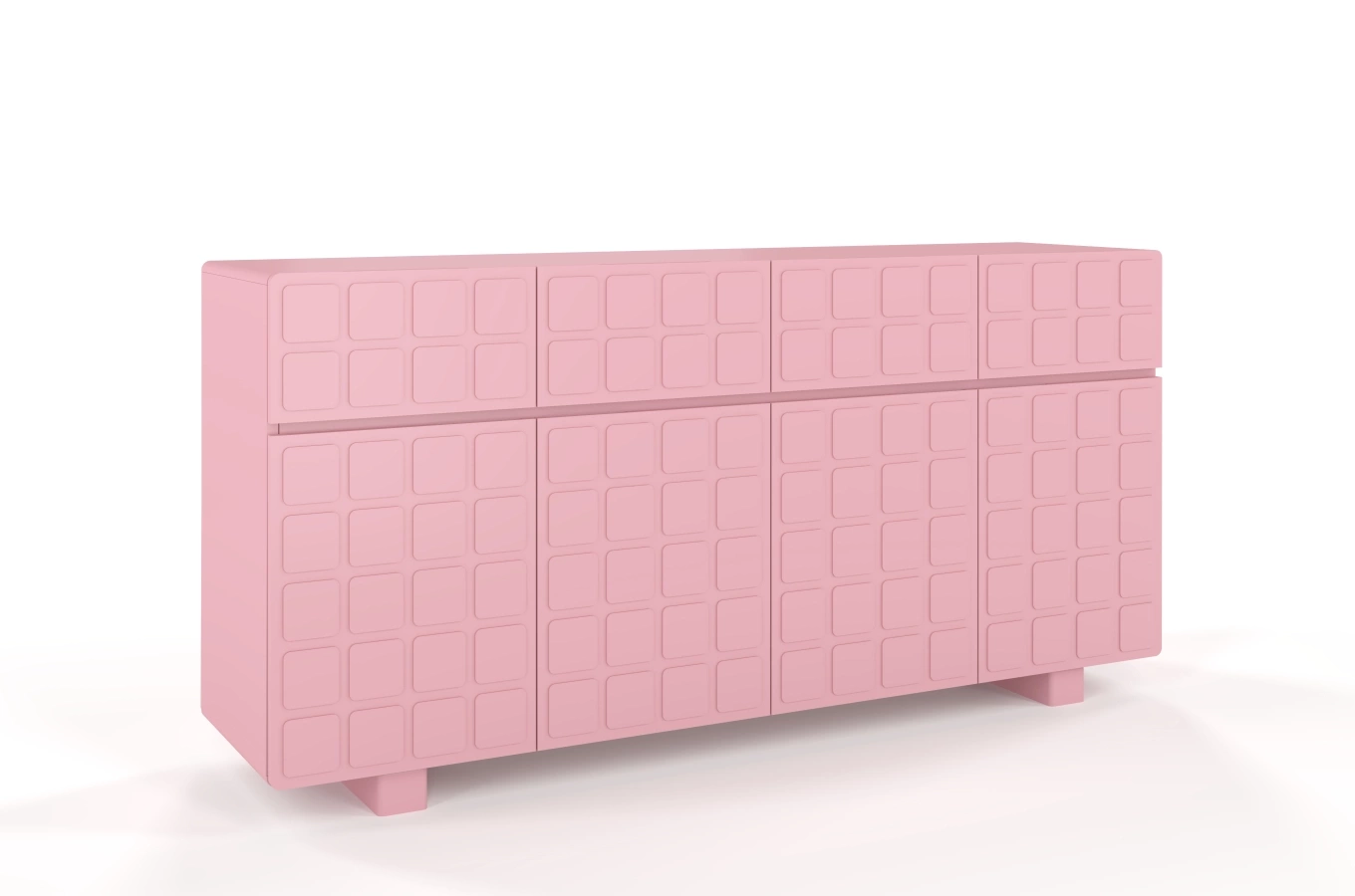 Skandica Cubo Long Kommode 3D mit dekorierter Front / 4 Schubladen / 4 Türen / 169 Cm / Puderrosa
