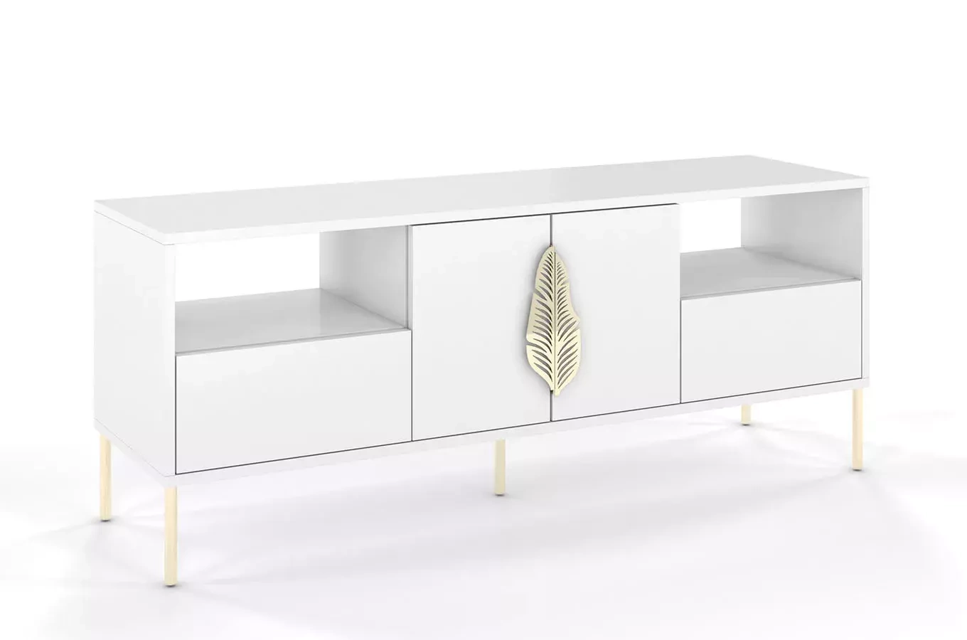 Skandica Merlin Tv-Schrank Mit Goldenen Details / 138 Cm / Weiß
