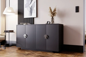 Dancan Lotta Kommode Mit Silbernen Griffen / Abgerundete Kanten / 139 Cm / Schwarz