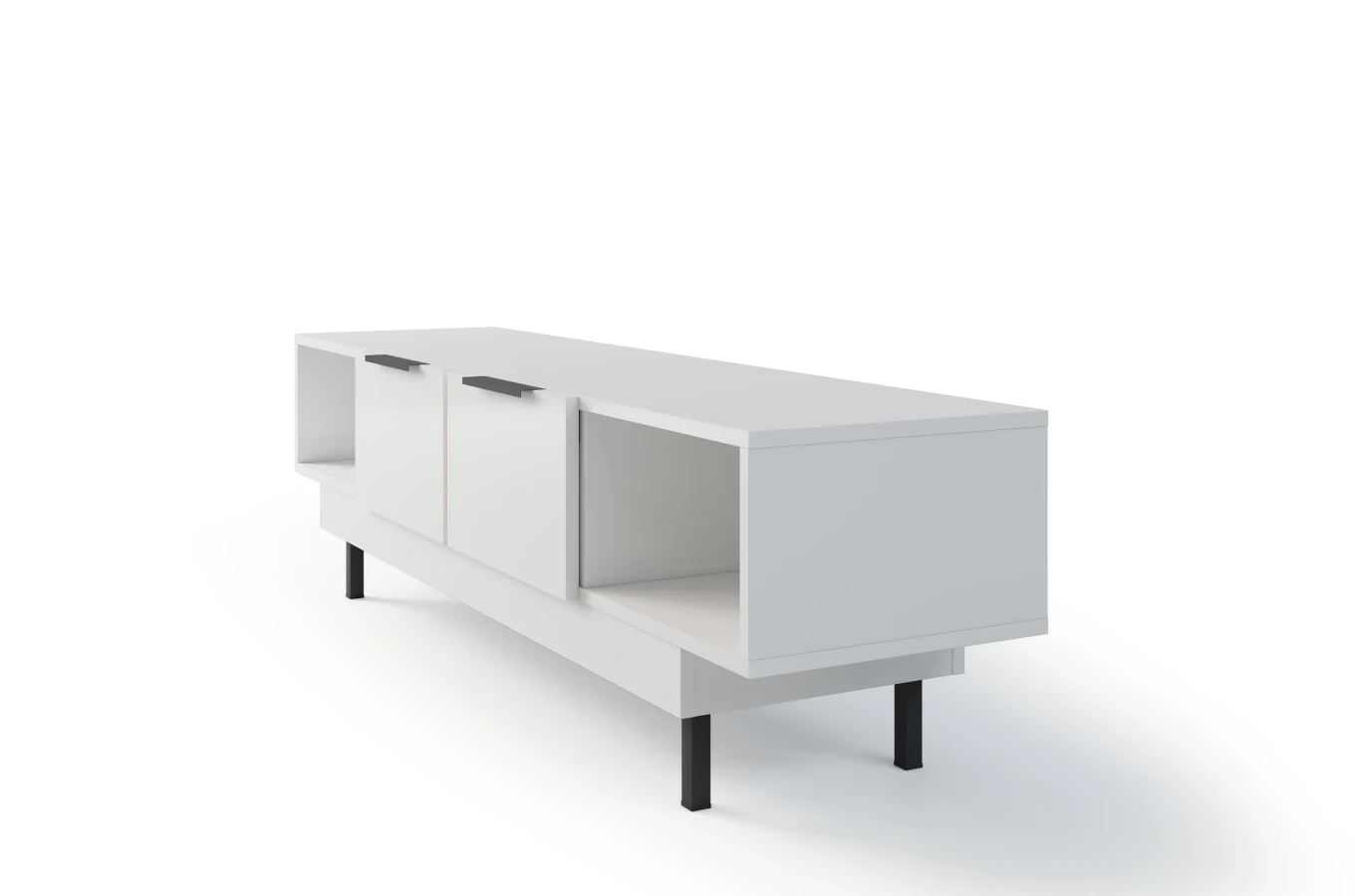 Dancan Artemisa Tv-Kommode Mit Goldenem Akzent / Hochglanz / 2 Schubladen / 2 Offenen Fächern / 163 Cm / Weiß