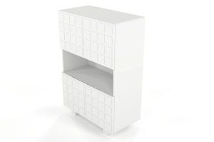 Skandica Cubo High Kommode 3D mit dekoriert Front / 4 Türen / 85 x 120 Cm / Weiß