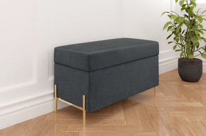 Dancan Borgo Polsterbank Mit Stauraum / Sitztruhe Mit Goldenen Beinen / Fussbank / 80 Cm / Grau