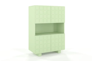 Skandica Cubo High Kommode 3D mit dekoriert Front / 4 Türen / 85 x 120 Cm / Pastellgrün