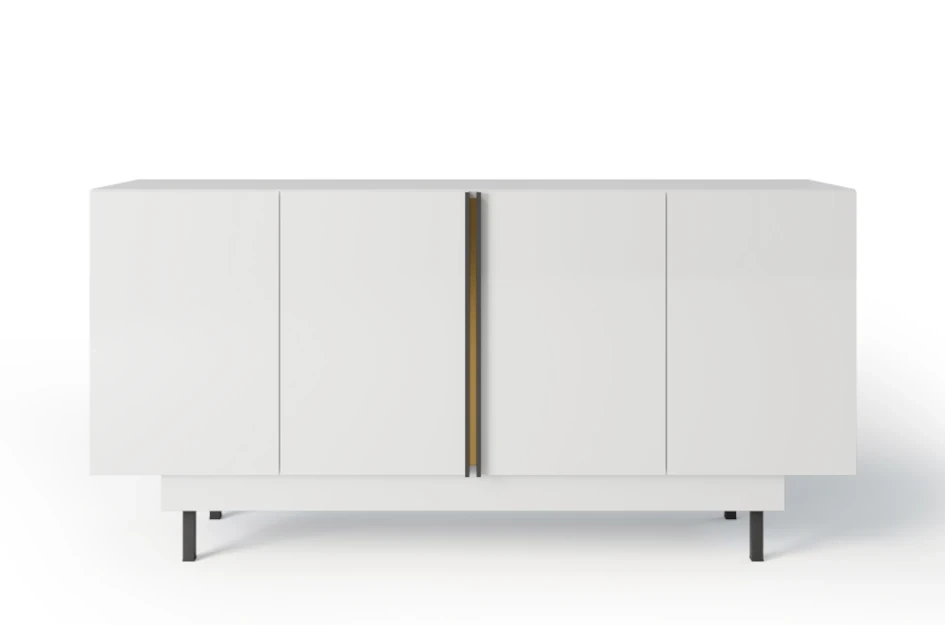 Dancan Artemisa Kommode Mit Goldenem Akzent / Hochglanz / 4 Türen / 163 Cm / Weiß