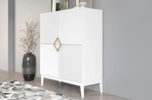 Holzkommode Visby Demi High / 100 Cm / Weiß + weiße Beine