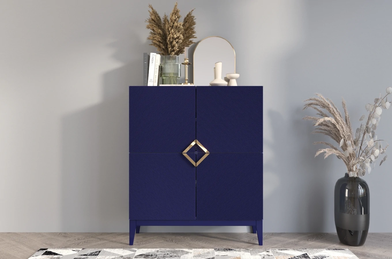 Holzkommode Visby Demi High / 100 Cm / Marineblau