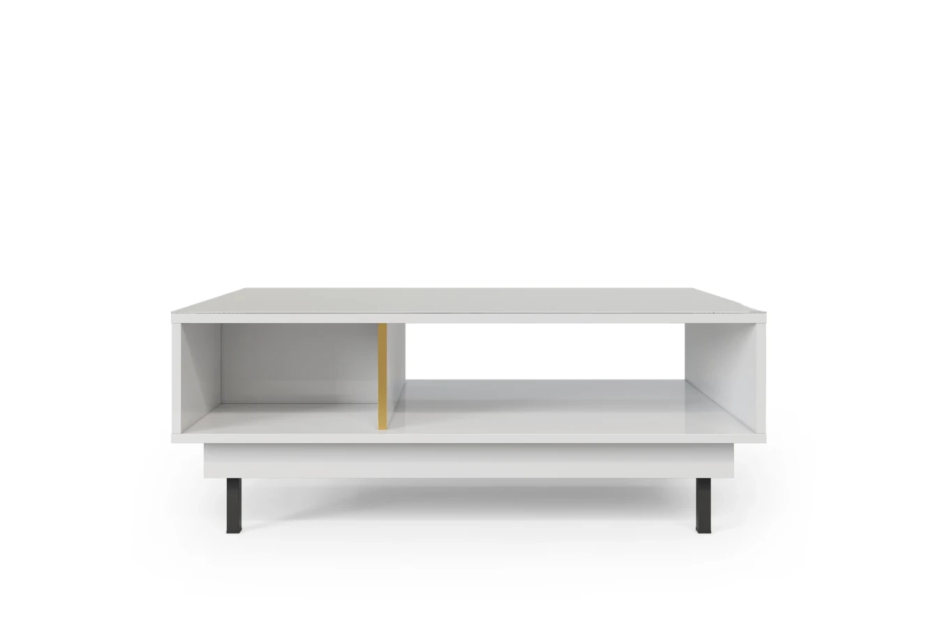 Dancan Artemisa Couchtisch Mit Goldenem Akzent / Hochglanz / 3 Fächern / 115 Cm / Weiß