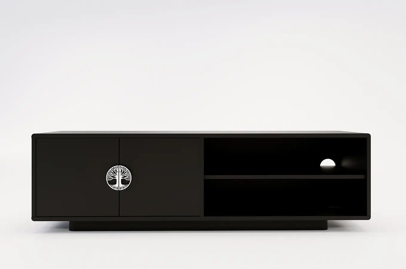 Dancan Lotta Tv-Schrank Mit Silbernen Griffen / Abgerundete Kanten / 139 Cm / Schwarz