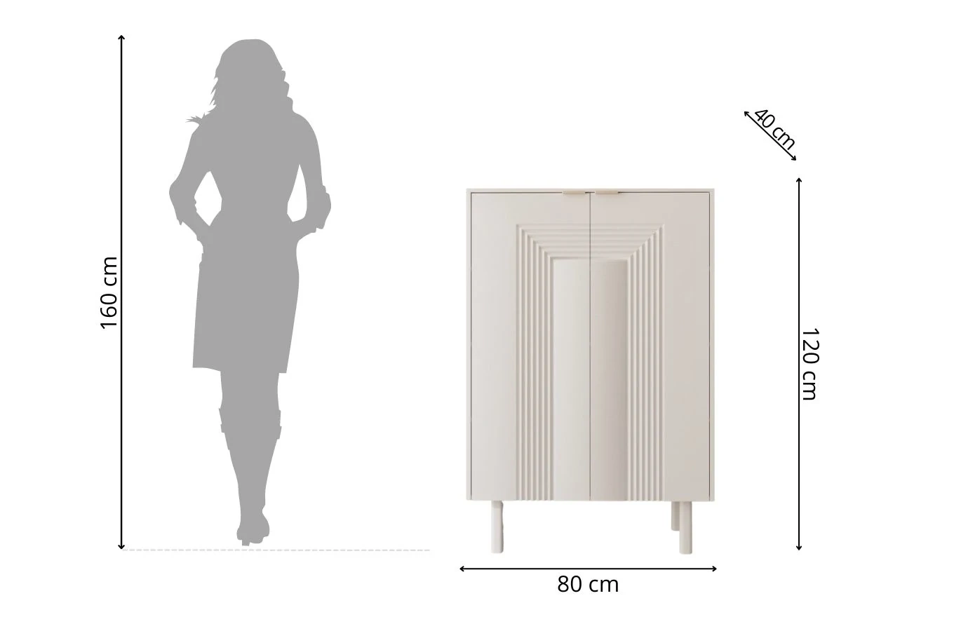 Dancan Yoko Kommode / Schuhschrank / Mit Dekorativen Fronten Und Goldgriffen / 80 Cm / Weiß