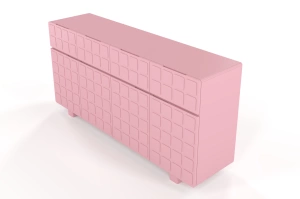Skandica Cubo Long Kommode 3D mit dekorierter Front / 4 Schubladen / 4 Türen / 169 Cm / Puderrosa