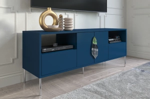 Skandica Merlin Tv-Schrank Mit Silbernen Details / 138 Cm / Marineblau