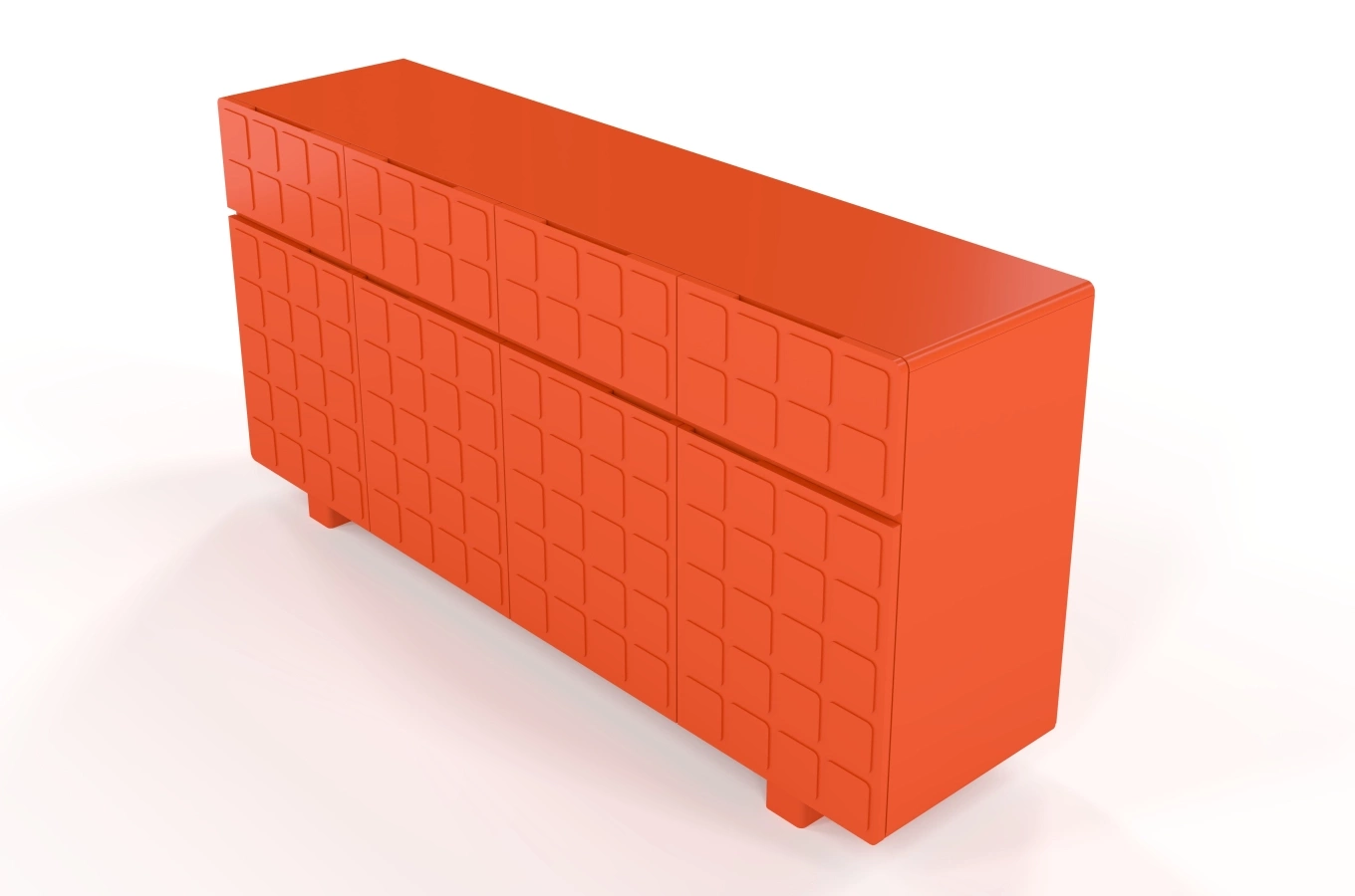 Skandica Cubo Long Kommode 3D mit dekorierter Front / 4 Schubladen / 4 Türen / 169 Cm / Orange