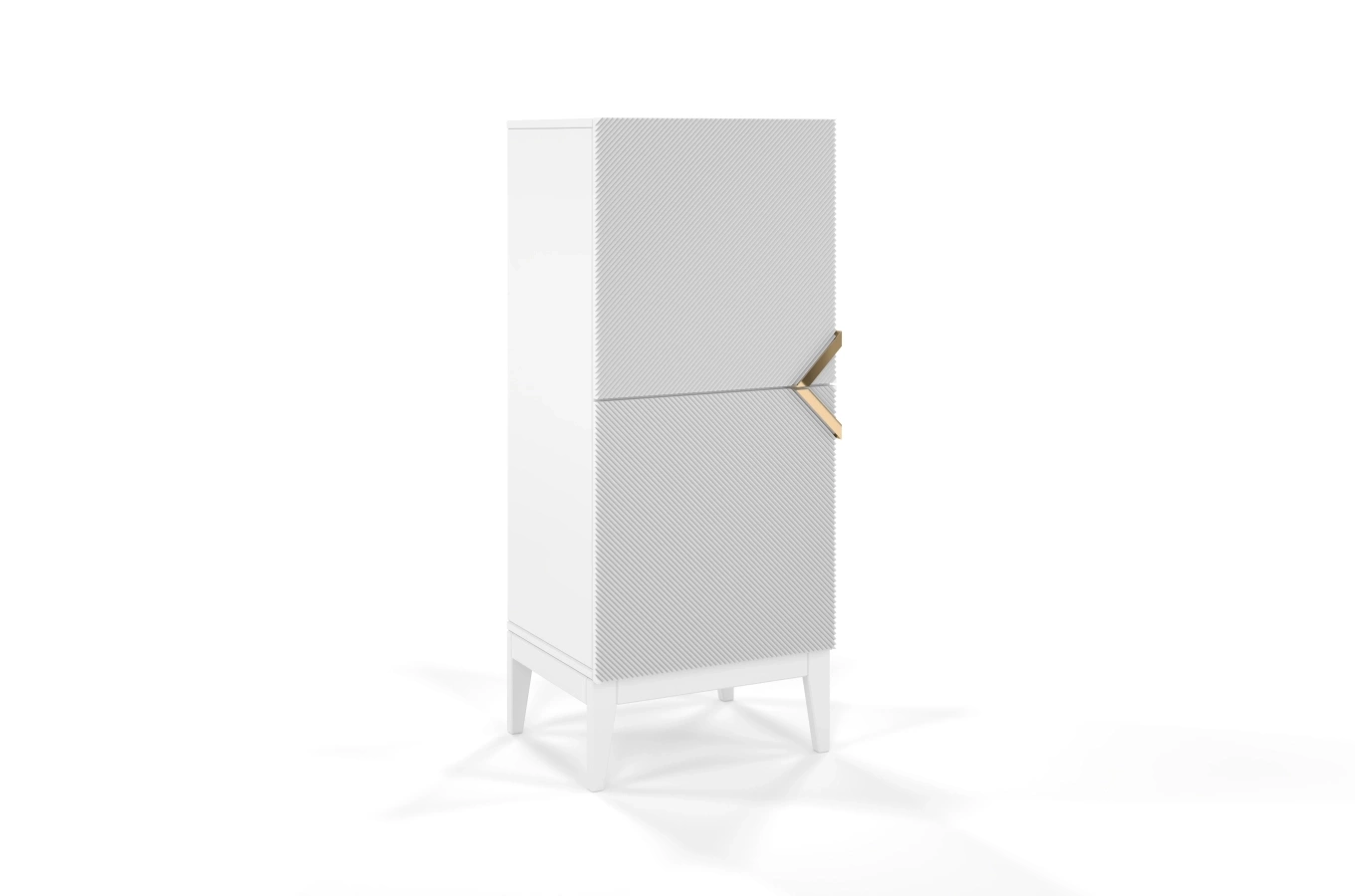Holzkommode Visby Demi High 2D / 50,5 Cm / Weiß + weiße Beine