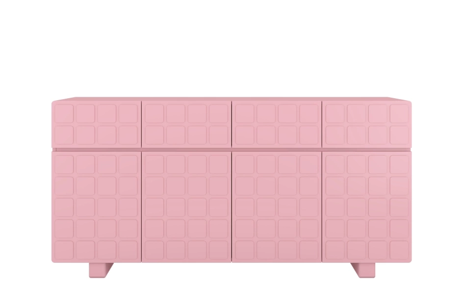 Skandica Cubo Long Kommode 3D mit dekorierter Front / 4 Schubladen / 4 Türen / 169 Cm / Puderrosa