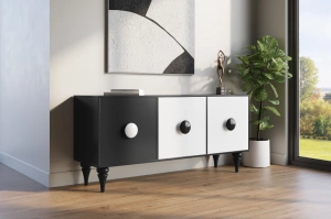 Moderne Kommode Dancan Paradis / 3 Fächer / 158 cm / Schwarz-Weiß
