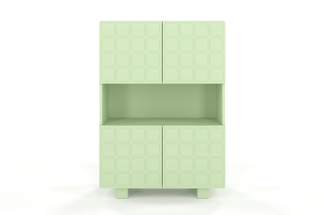 Skandica Cubo High Kommode 3D mit dekoriert Front / 4 Türen / 85 x 120 Cm / Pastellgrün