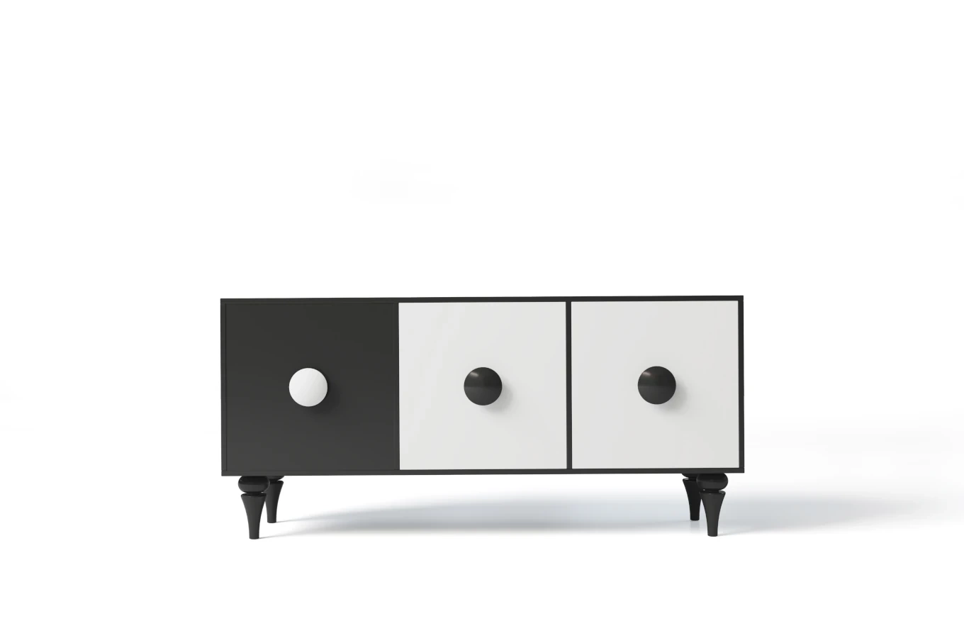 Moderne Kommode Dancan Paradis / 3 Fächer / 158 cm / Schwarz-Weiß
